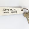 Vintage Jurys Hotel Limerick Ireland Room Key Fob Sargent Black White Metal Ring
