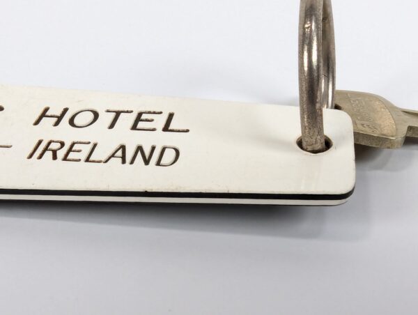 Vintage Jurys Hotel Limerick Ireland Room Key Fob Sargent Black White Metal Ring