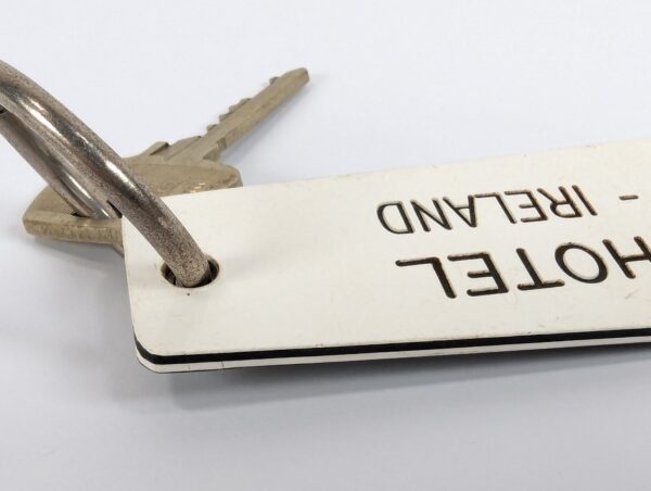 Vintage Jurys Hotel Limerick Ireland Room Key Fob Sargent Black White Metal Ring