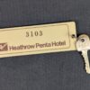 Vintage Heathrow Penta Hotel Room Key and Fob Metal Key Plastic Fob Collectible