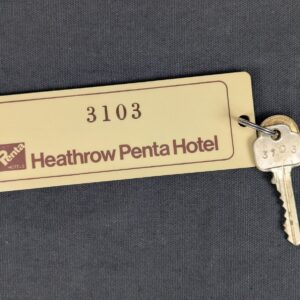 Vintage Heathrow Penta Hotel Room Key and Fob Metal Key Plastic Fob Collectible