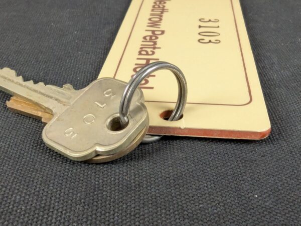 Vintage Heathrow Penta Hotel Room Key and Fob Metal Key Plastic Fob Collectible