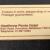 Vintage Heathrow Penta Hotel Room Key and Fob Metal Key Plastic Fob Collectible