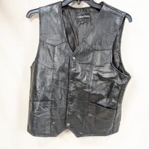 Vintage 1990s Leather Works Patchwork Leather Vest Men's Size Large Brown Snap