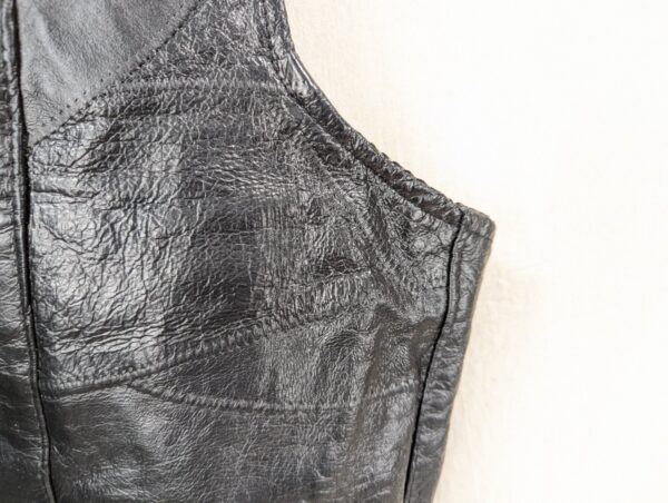 Vintage 1990s Leather Works Patchwork Leather Vest Men's Size Large Brown Snap