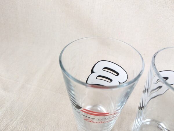 10-1040.jpg Budweiser Dale Earnhardt Jr #8 NASCAR Pint Glasses Set of 4 Red White 2000s Bar