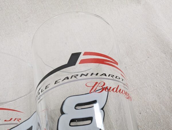 10-1043.jpg Budweiser Dale Earnhardt Jr #8 NASCAR Pint Glasses Set of 4 Red White 2000s Bar