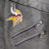 10-1046.jpg Minnesota Vikings NFL Faux Leather Moto Jacket Size Large Team Logos Zip Pockets
