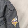 10-1053.jpg Minnesota Vikings NFL Faux Leather Moto Jacket Size Large Team Logos Zip Pockets