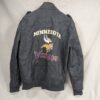 10-1055.jpg Minnesota Vikings NFL Faux Leather Moto Jacket Size Large Team Logos Zip Pockets