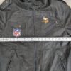 10-1057.jpg Minnesota Vikings NFL Faux Leather Moto Jacket Size Large Team Logos Zip Pockets