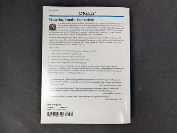10-1089.jpg Mastering Regular Expressions by Jeffrey E.F. Friedl 3rd Edition O'Reilly Good