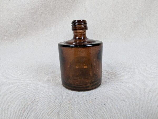 Vintage Amber Glass Apothecary Bottle 2.5 Inch Small Medicine Chemical Jar Good