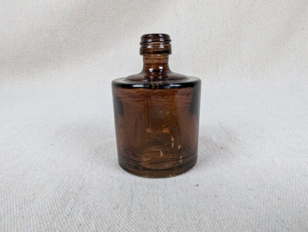 Vintage Amber Glass Apothecary Bottle 2.5 Inch Small Medicine Chemical Jar Good