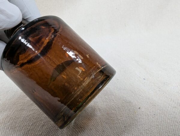 Vintage Amber Glass Apothecary Bottle 2.5 Inch Small Medicine Chemical Jar Good