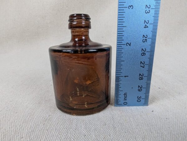 Vintage Amber Glass Apothecary Bottle 2.5 Inch Small Medicine Chemical Jar Good