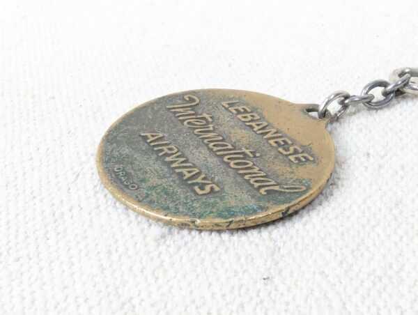 Vintage Lebanese International Airways LIA Brass Keychain DRAGO Paris Mid-Cen...