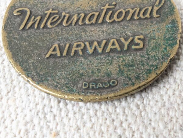 Vintage Lebanese International Airways LIA Brass Keychain DRAGO Paris Mid-Cen...