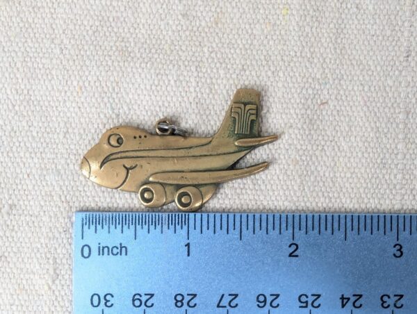 Vintage Transamerica Airlines Brass Airplane Charm Keychain Aviation Memorabilia