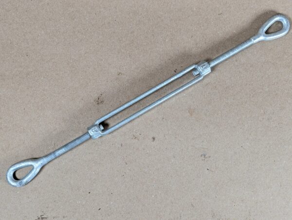Galvanized Steel Eye-and-Eye Turnbuckle 3/8" x 6" Directional Threading Hardware