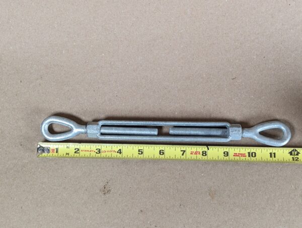 Galvanized Steel Eye-and-Eye Turnbuckle 3/8" x 6" Directional Threading Hardware