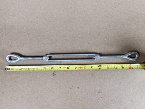 Galvanized Steel Eye-and-Eye Turnbuckle 3/8" x 6" Directional Threading Hardware