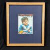 10-1188.jpg Framed Color Photograph Peruvian Girl Blue Plaid Dress 14x17 Oak Style Frame