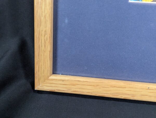 10-1190.jpg Framed Color Photograph Peruvian Girl Blue Plaid Dress 14x17 Oak Style Frame