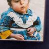 10-1193.jpg Framed Color Photograph Peruvian Girl Blue Plaid Dress 14x17 Oak Style Frame
