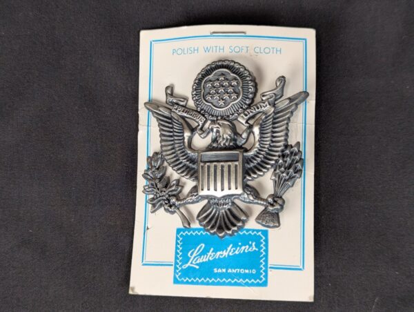 Vintage US Army Officer Cap Insignia Lauterstein's Great Seal Silver Tone NOS...