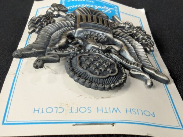Vintage US Army Officer Cap Insignia Lauterstein's Great Seal Silver Tone NOS...