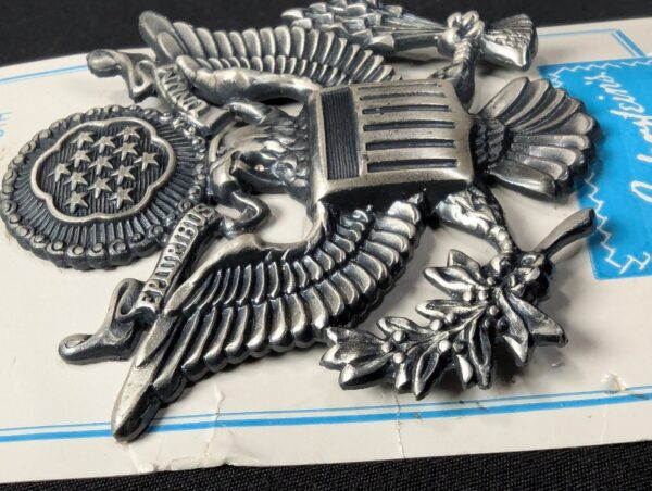 Vintage US Army Officer Cap Insignia Lauterstein's Great Seal Silver Tone NOS...