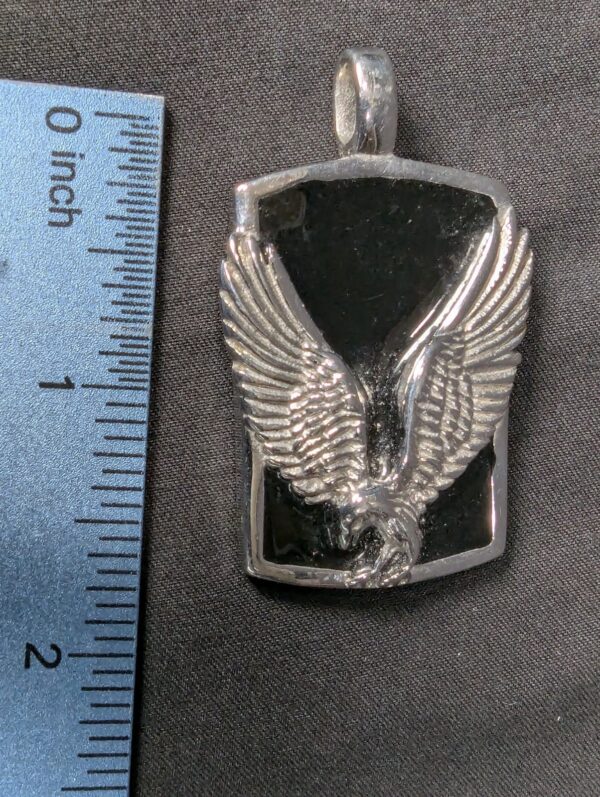 English Laundry Stainless Steel Pendant Eagle Design Black Background Jewelry...