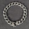Heavy Duty Curb Link Chain Bracelet Ornate Triangular Box Clasp Stainless Steel