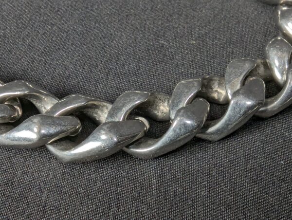 Heavy Duty Curb Link Chain Bracelet Ornate Triangular Box Clasp Stainless Steel