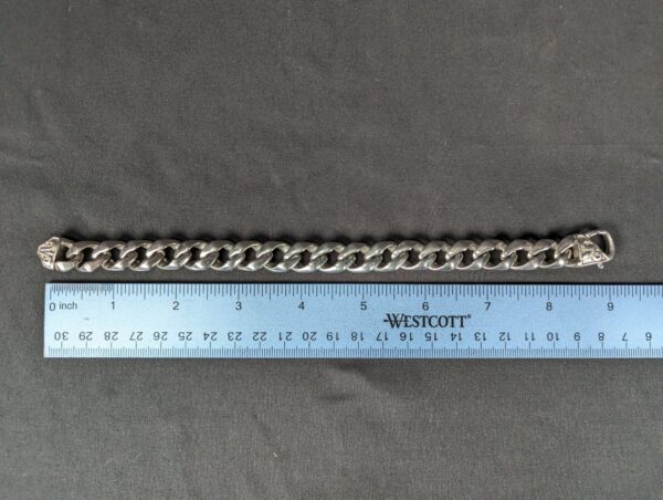 Heavy Duty Curb Link Chain Bracelet Ornate Triangular Box Clasp Stainless Steel