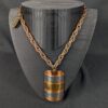 10-1243.jpg Vintage H & S Originals Pendant Necklace Mixed Metal Copper Brass Silver Tone...