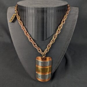 Vintage H & S Originals Pendant Necklace Mixed Metal Copper Brass Silver Tone...