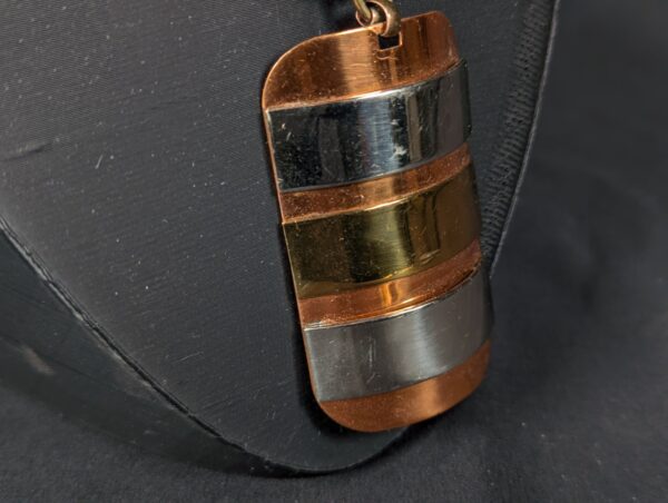 10-1244.jpg Vintage H & S Originals Pendant Necklace Mixed Metal Copper Brass Silver Tone...