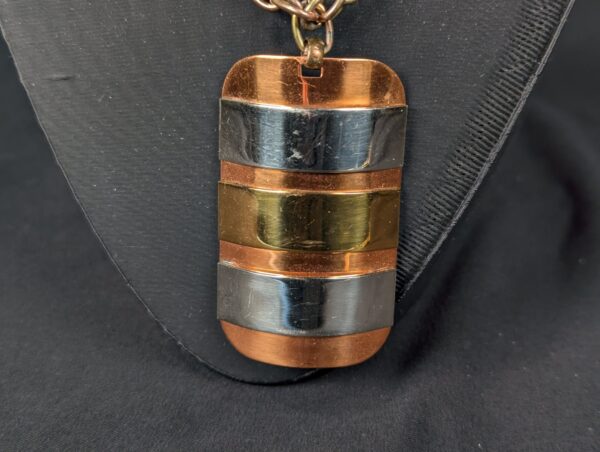 10-1247.jpg Vintage H & S Originals Pendant Necklace Mixed Metal Copper Brass Silver Tone...