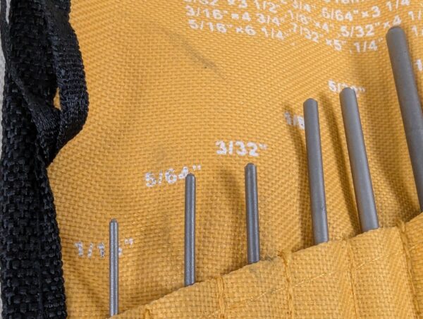 MulWark 9-Piece Roll Pin Punch Set with Canvas Storage Roll Heat-Treated Steel