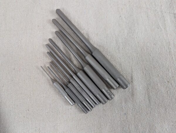 MulWark 9-Piece Roll Pin Punch Set with Canvas Storage Roll Heat-Treated Steel