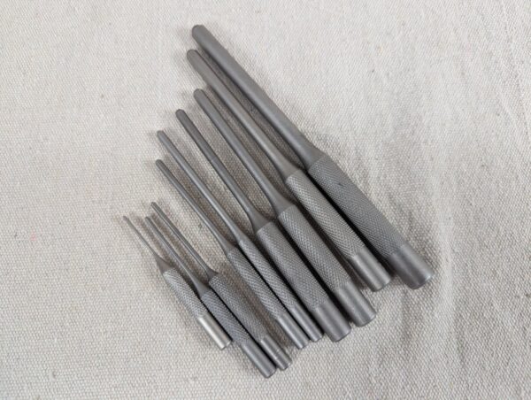 MulWark 9-Piece Roll Pin Punch Set with Canvas Storage Roll Heat-Treated Steel