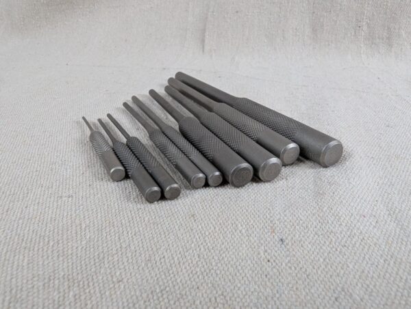 MulWark 9-Piece Roll Pin Punch Set with Canvas Storage Roll Heat-Treated Steel