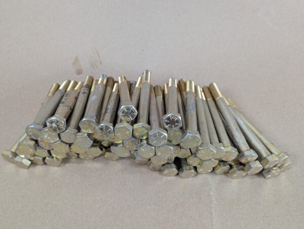Lot of 72 Grade 8 High-Strength Steel Hex Head Bolts 1/2in x 5-1/4in Yellow Zinc