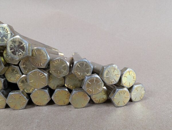 Lot of 72 Grade 8 High-Strength Steel Hex Head Bolts 1/2in x 5-1/4in Yellow Zinc