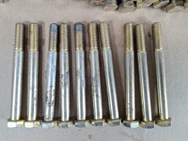 Lot of 72 Grade 8 High-Strength Steel Hex Head Bolts 1/2in x 5-1/4in Yellow Zinc