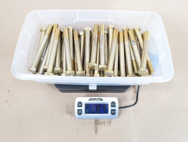 Lot of 72 Grade 8 High-Strength Steel Hex Head Bolts 1/2in x 5-1/4in Yellow Zinc