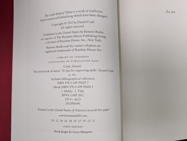 The Little Book of Talent by Daniel Coyle Hardcover 2012