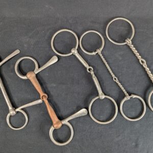 Collection of Vintage Equestrian Horse Bits Metal Hardware Silver Copper Display
